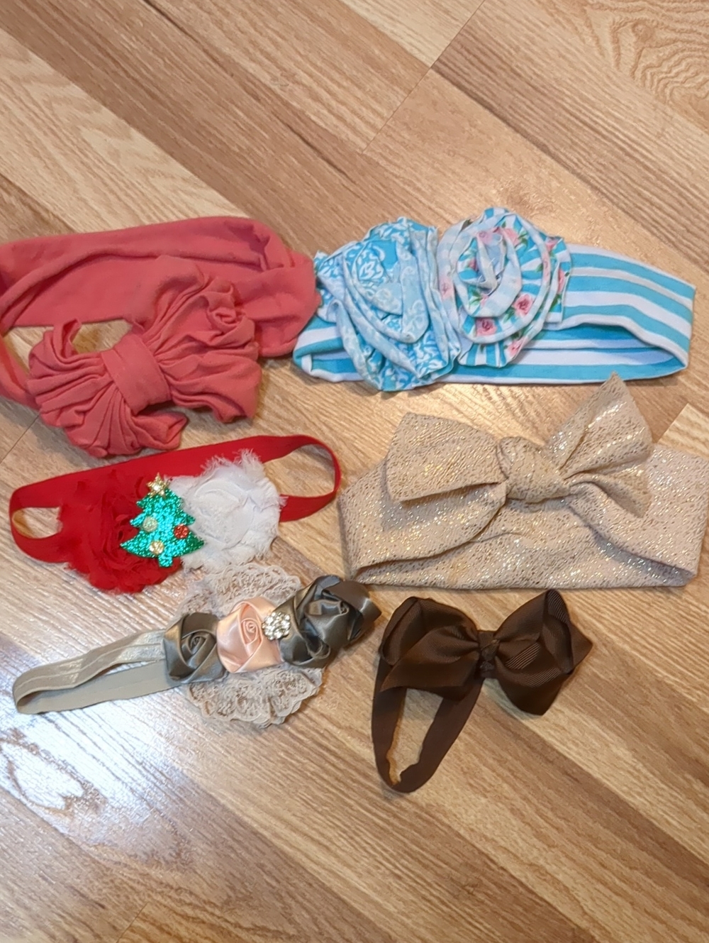 Girls Assorted Headwrap Set - Pink, Light Blue, Red, Gold, Beige, Brown